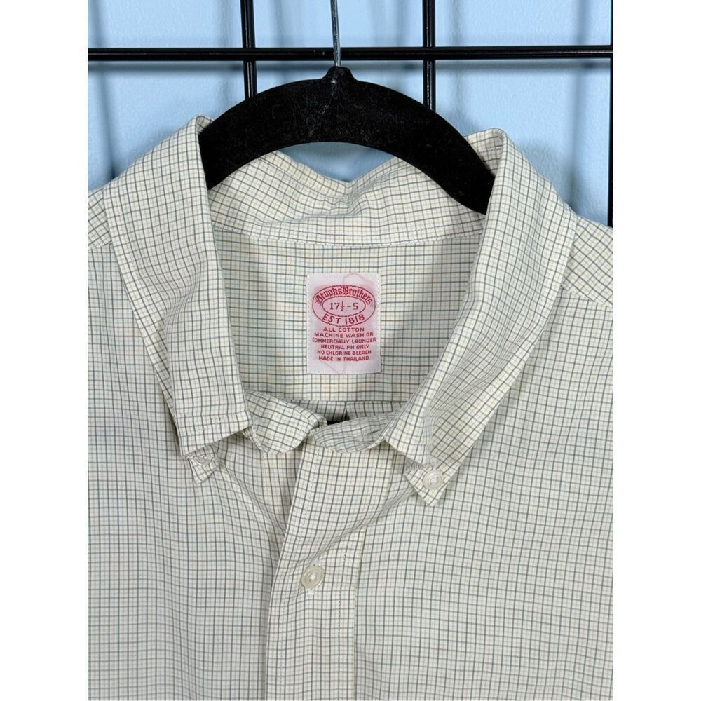 Brooks Brothers Est 1818 LS Cotton Dress Shirt 17 1/2 - 5 Blue Yellow Check